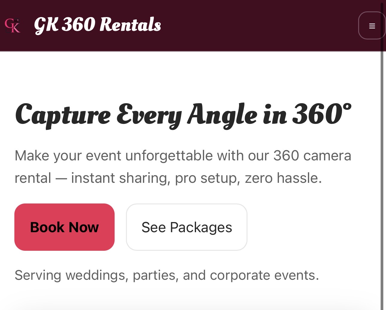 GK 360 Rentals website preview